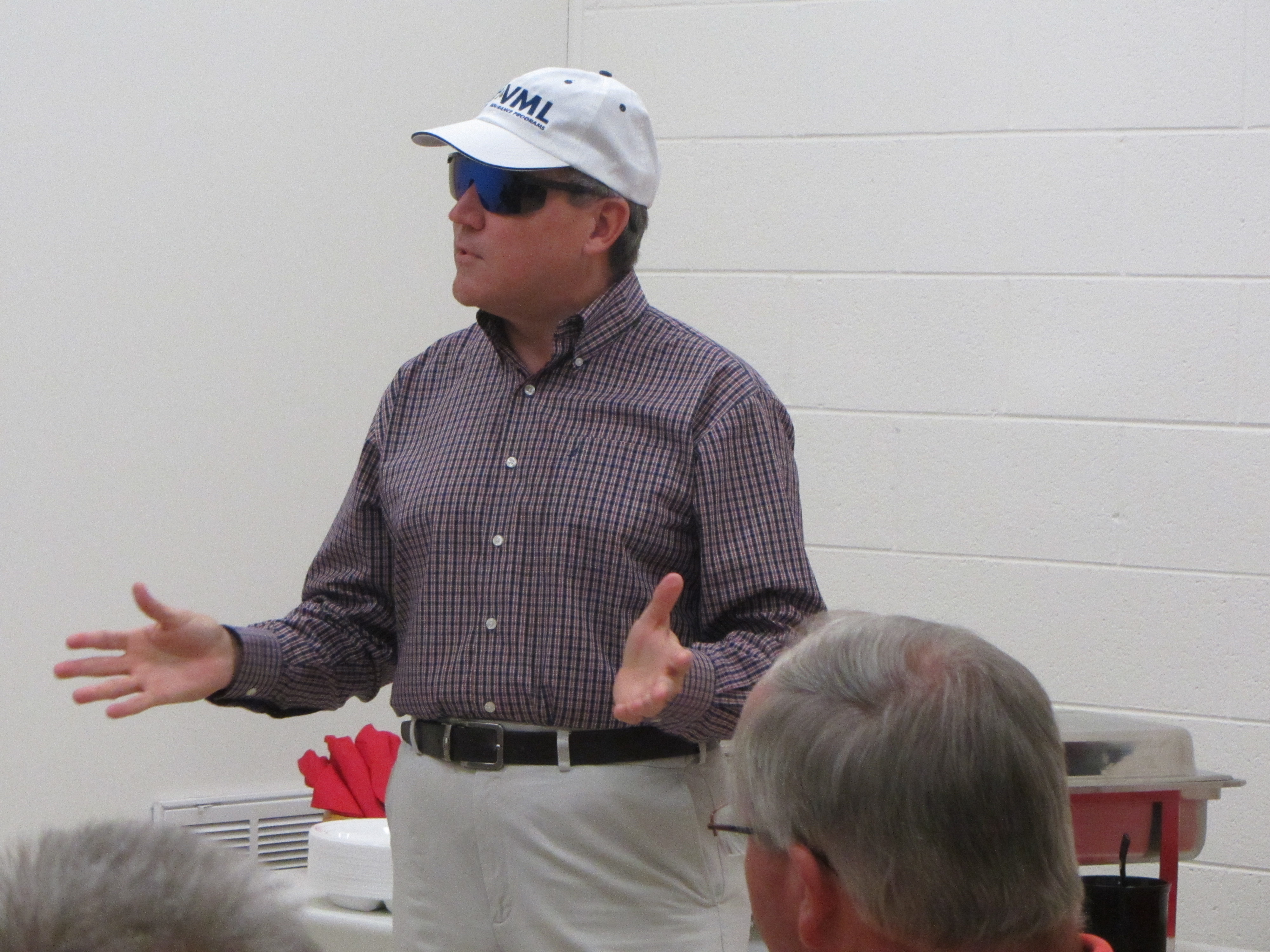 Tim Byrd, safety manager, Henry County Public Service Authority wears a VML Insurance Programs cap donated to celebrate one-year without incident at the authority