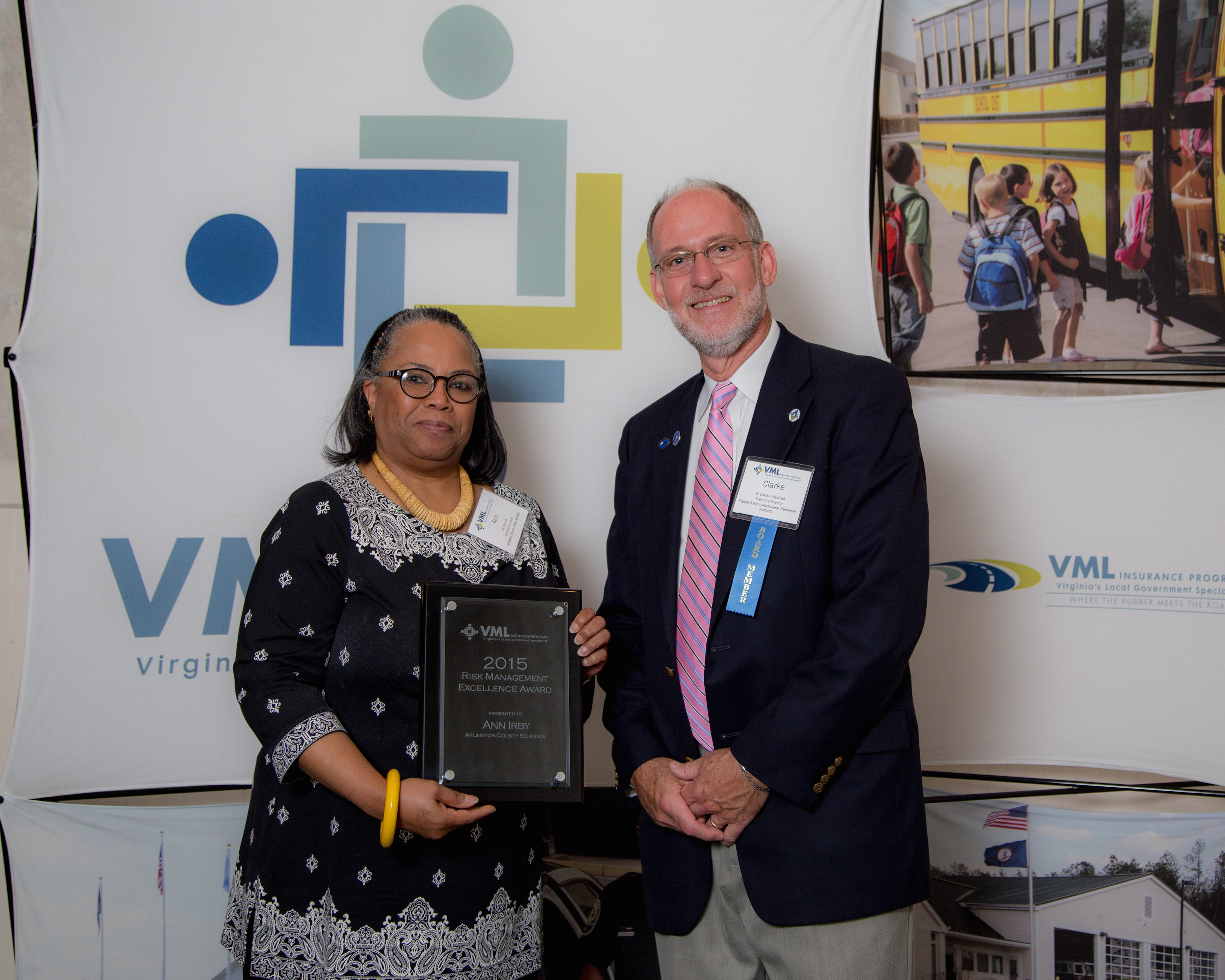 (L to R): Ann Irby with Arlington County Schools and VMLIP Members’ Supervisory Board Member Clarke Wallcraft