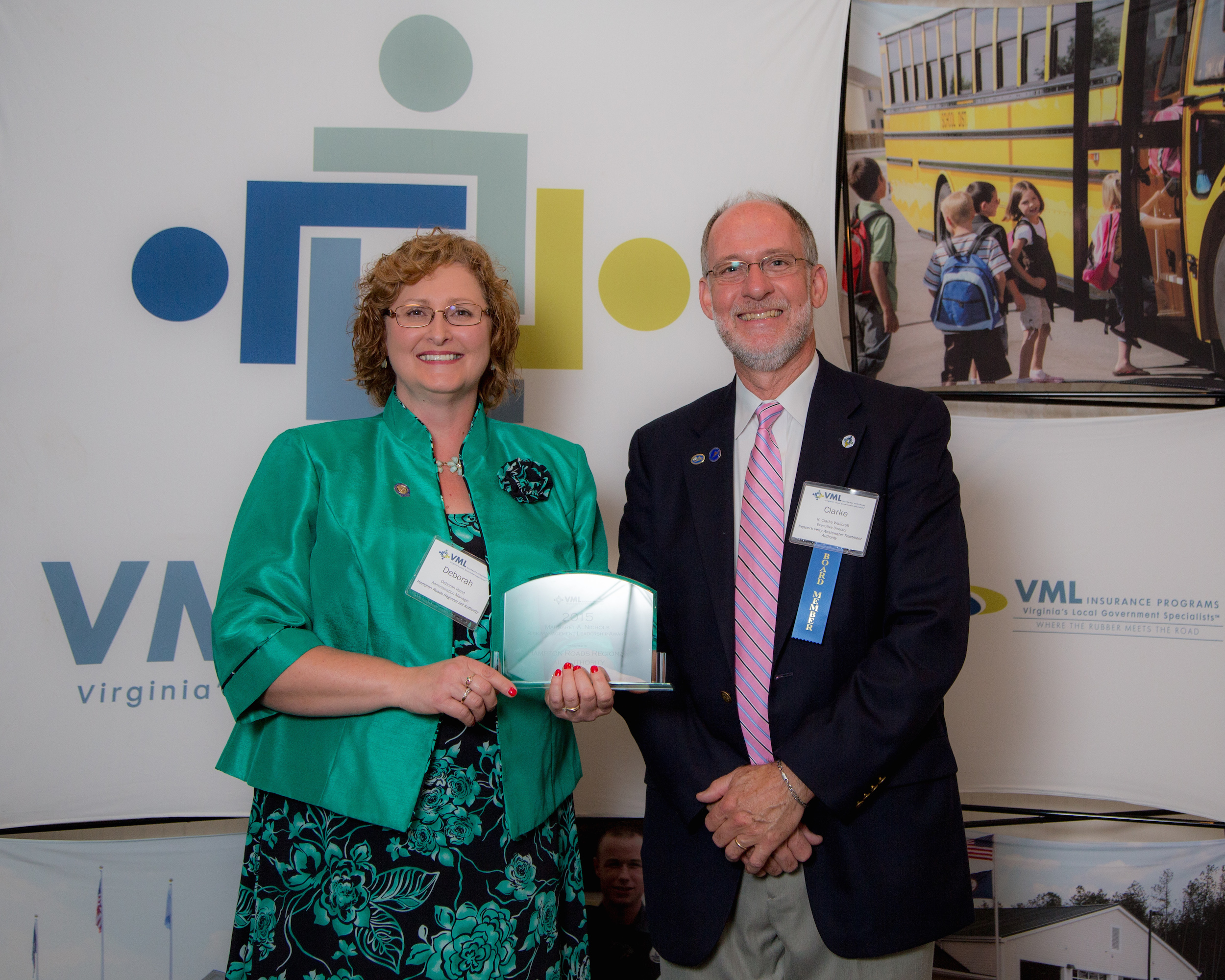 (L to R): Deborah Hand with the Hampton Roads Regional Jail Authority and VMLIP Members’ Supervisory Board Member Clarke Wallcraft.