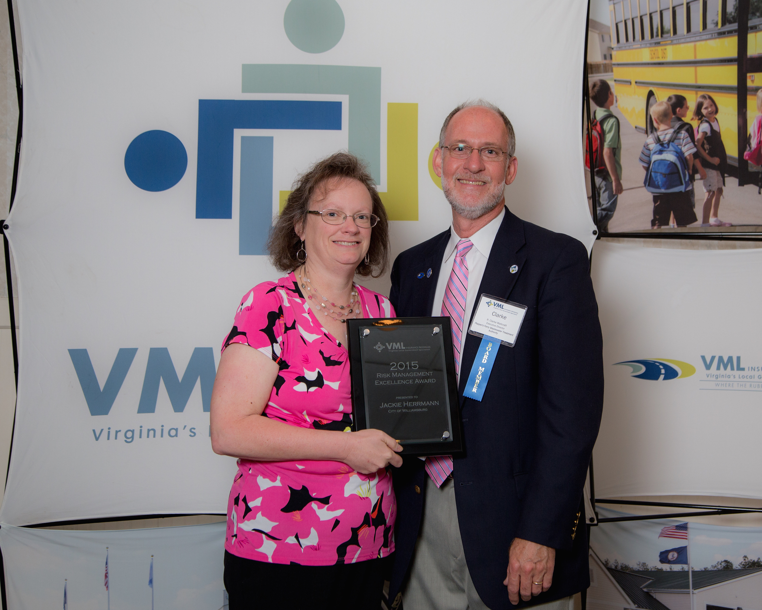 (L to R): Jackie Herrmann with the City of Williamsburg and VMLIP Members’ Supervisory Board Member Clarke Wallcraft