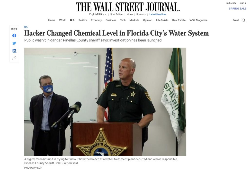 Florida water system hack serves as cyber security wake up call VRSA