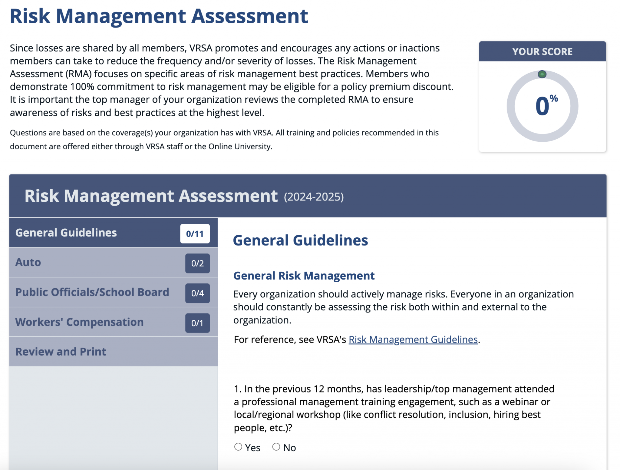 Serious Risk Vsa Risk Management Assessment: How does your entity stack up? – VRSA